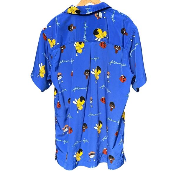 Platinum Fubu Vintage Fat Albert Brown Hornet Blue button up shirt Size Large - Picture 2 of 5